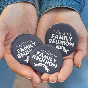 Navy & White Family Reunion 6 Cm Round Badge