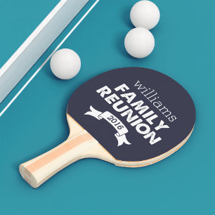 Navy & White Family Reunion Ping Pong Paddle