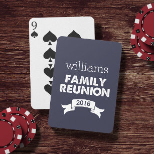 Navy & White Family Reunion Playing Cards