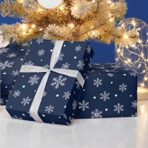 Navy & White Festive Christmas Pattern Wrapping Paper