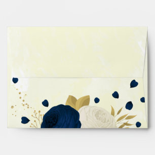 navy & white flowers gold botanical wedding envelo envelope