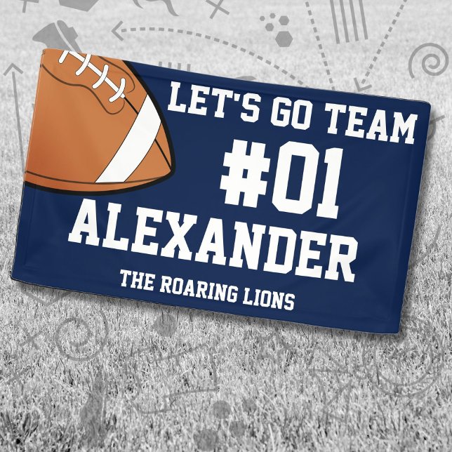 Navy White Football Team Spirit Banner (Creator Uploaded)