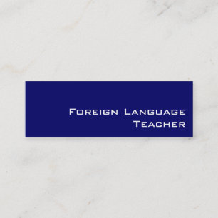 Navy white Foreign Language Teacher business cards