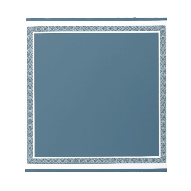 Navy & White Geometric Border Notepad (Front)