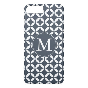Navy White Geometric Circles Monogram Case-Mate iPhone Case