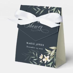 Navy White Greenery Floral Bunch Bridal Shower Favour Box
