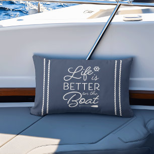 Navy & White Life Is Better On The Boat Lumbar Cushion