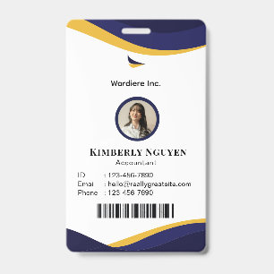 Navy & White Modern Personalised ID Card Badge