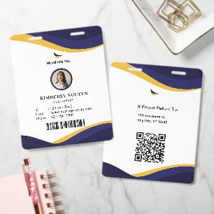 Navy & White Modern Personalised ID Card Badge