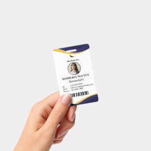 Navy & White Modern Personalized ID Card Badge