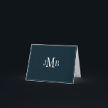Navy & White Monogram foldedThank You Card<br><div class="desc">Navy blue background with white monogrammed initials folded thank you card (blank white inside) Great for business correspondence.</div>