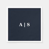 Navy & White Monogram Wedding Cocktail