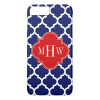 Navy White Moroccan #5 Red 3 Initial Monogram