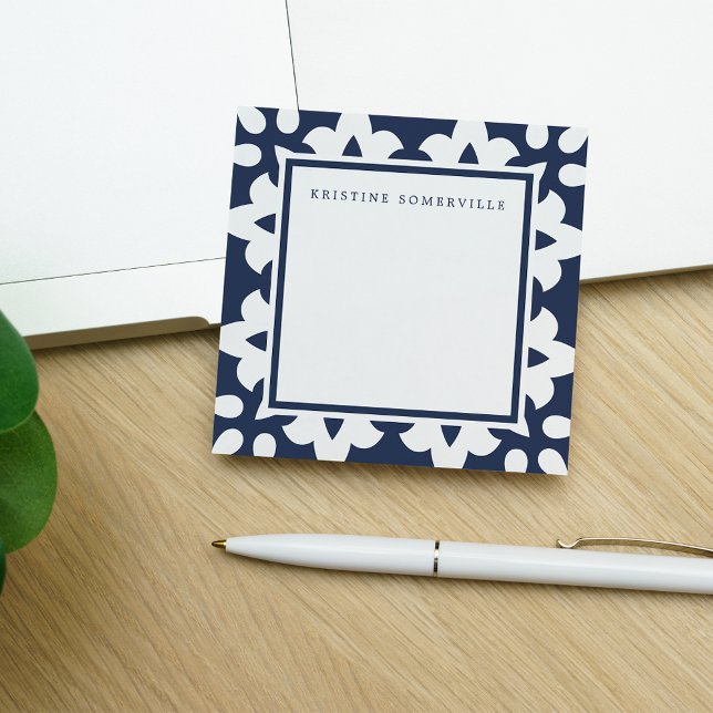 Navy & White Moroccan Border | Personalised Post-it Notes (Creator Uploaded)