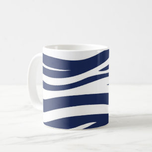 Navy White Nautical Flowing Blue Waves Coffee Mug
