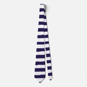Navy White Nautical Simple Striped Tie