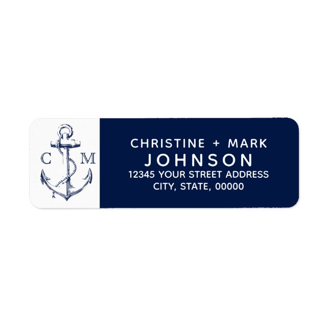 Navy + White Nautical Sketch Anchor Couple | (Front)
