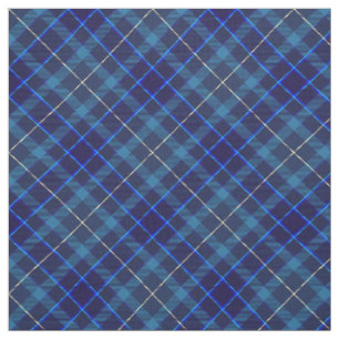 Navy White Plaid Bold Pattern Tartan Retro Grunge Fabric