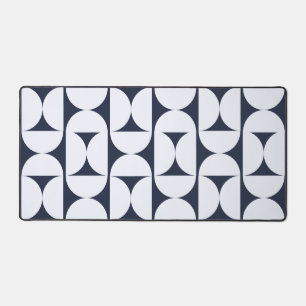 Navy & White Retro Arch Desk Mat Modern Office