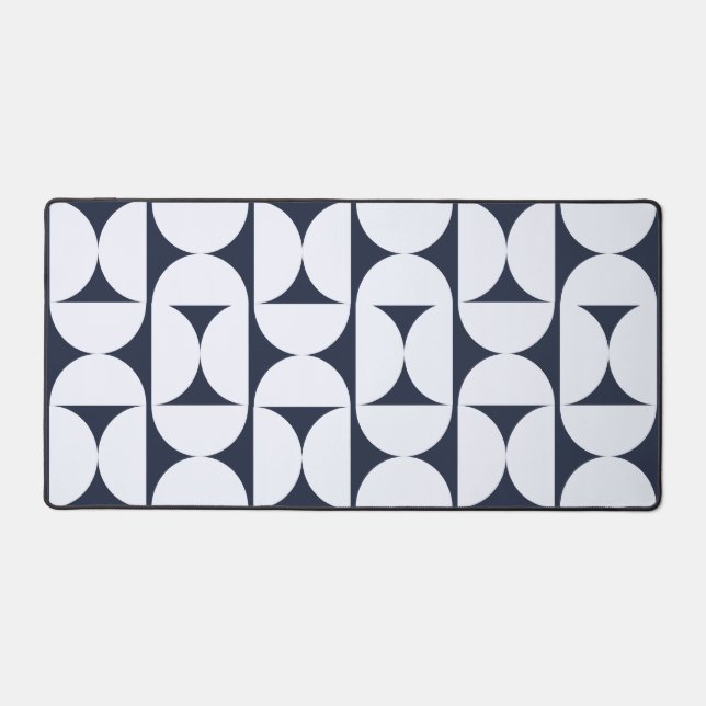 Navy & White Retro Arch Desk Mat | Modern Office (Front)