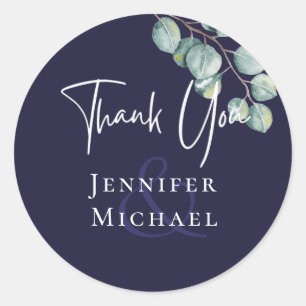  Navy White Sage THANK YOU Eucalyptus Stickers