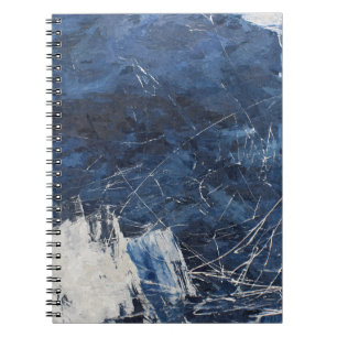 Navy White Scratch Texture Abstract Notebook