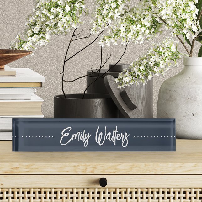 Navy & White Sketched Cursive Script Nameplate (Creator Uploaded)