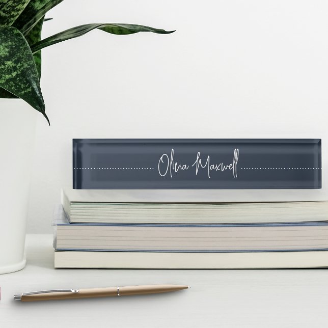Navy & White Sketched Cursive Script Nameplate (Creator Uploaded)