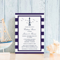 Navy & White Stripe Lighthouse Nautical Wedding