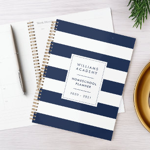 Navy & White Stripe Personalised Homeschool Planner
