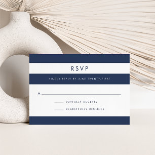 Navy & White Stripe RSVP Card