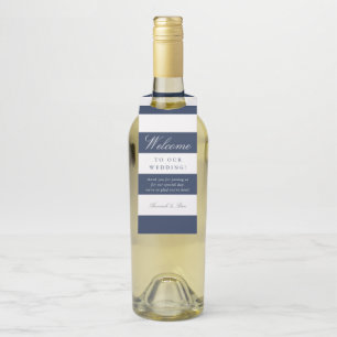 Navy & White Stripe Wedding Welcome Bottle Tag
