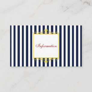 Navy, White Stripes with Yellow Scrolls Info Card