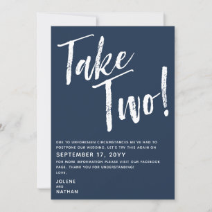 Navy & White Take Two! Postponed Wedding Save The Date