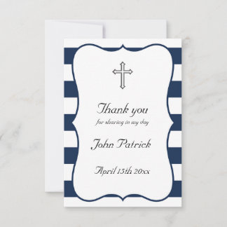 Navy & White Thank You Card