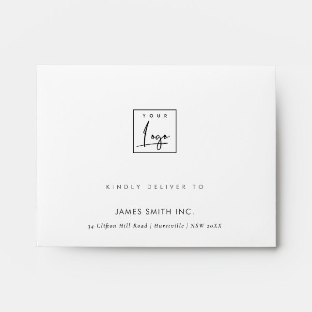 NAVY & WHITE VELVET SILK YOUR LOGO RETURN ADDRESS ENVELOPE (Front)