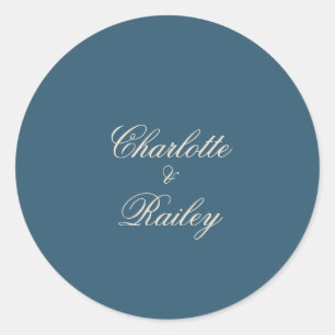 Navy White Wedding Classic Round Sticker