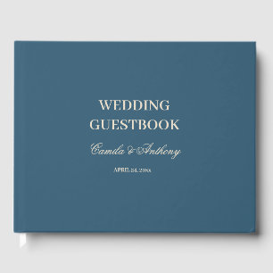 Navy White Wedding Guest Book