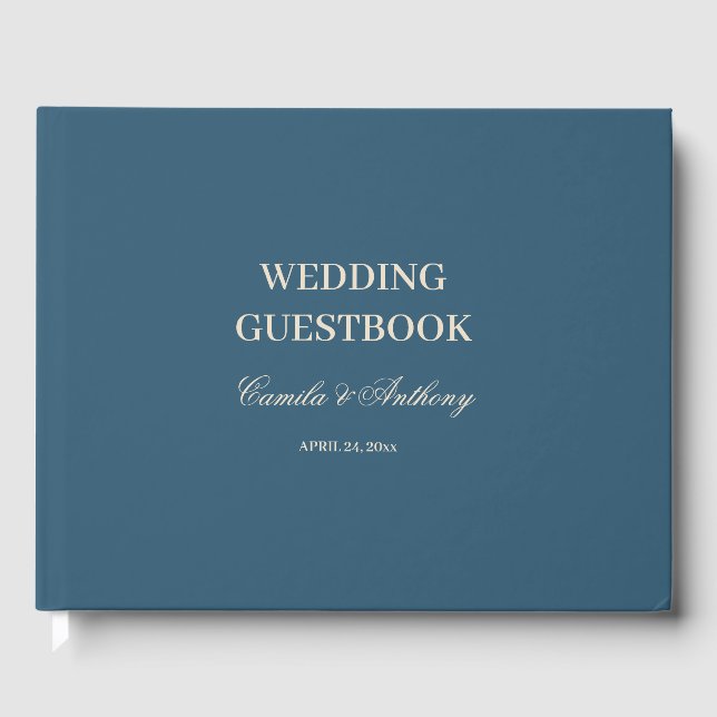 Navy White Wedding Guest Book (Front)