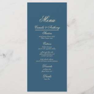 Navy White Wedding Menu