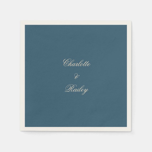Navy White Wedding Napkin (Front)