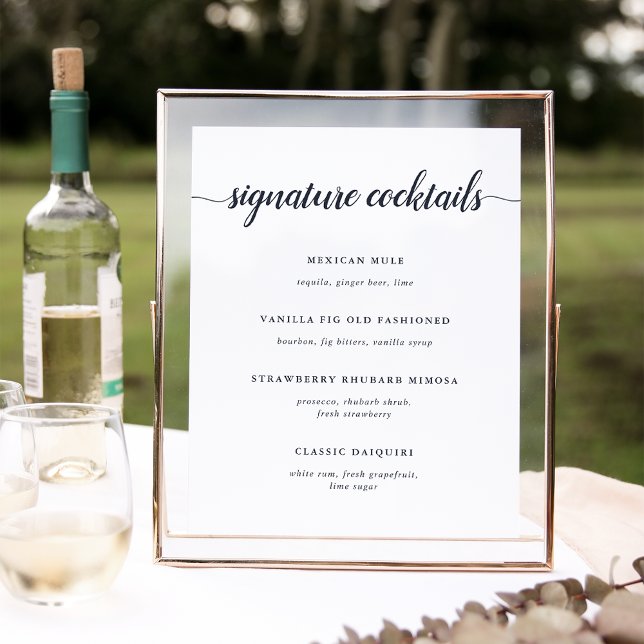 Navy & White Wedding Signature Cocktail Menu Sign (Creator Uploaded)
