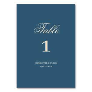 Navy White Wedding Table Number