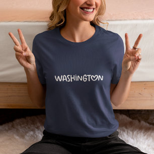 Navy White Whimsical Heart Typography Washington Tri-Blend Shirt