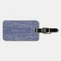 Navy White Wood Grain Abstract Pattern Luggage Tag