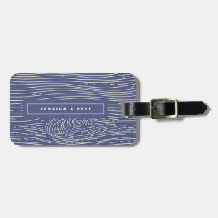 Navy White Wood Grain Abstract Pattern Luggage Tag