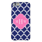 Navy Wht Moroccan #5 Hot Pink 3 Initial Monogram