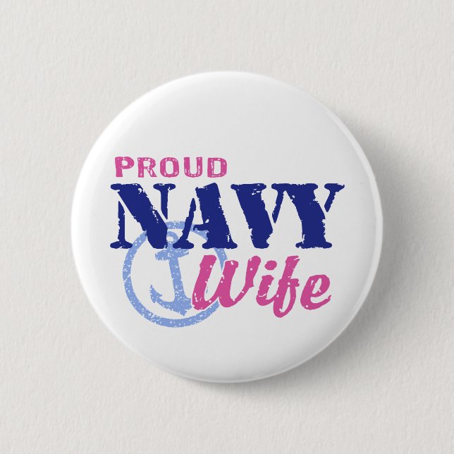 Navy Wife 6 Cm Round Badge (Front)