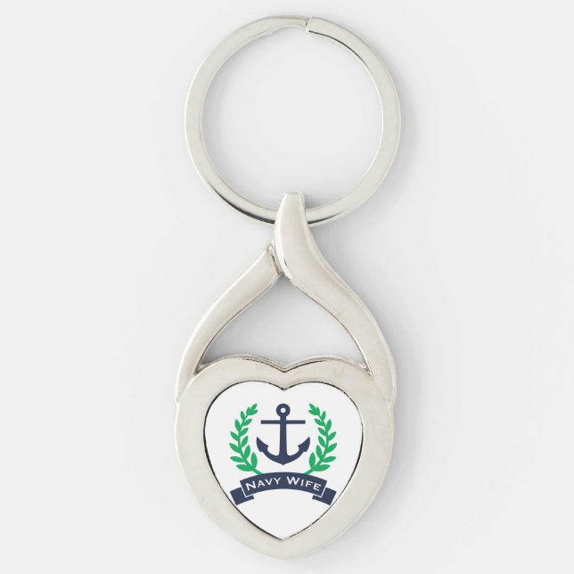 Navy Wife Anchor Key Ring (Front)