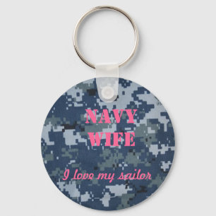 Navy Wife, I love my sailor Key Ring